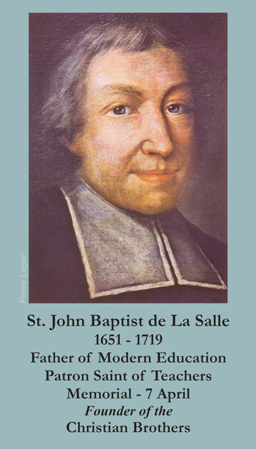 St. John Baptist de La Salle Prayer Card-PATRON OF TEACHERS & PRINCIPALS